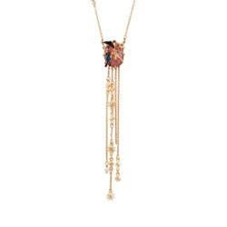 Paris Mon Amour Mocha Rose Crystal, Eiffel Tower, Long Chains Necklace | ACPA3031 - Les Nereides