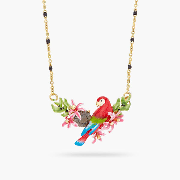 Parrot And Exotic Flower Statement Necklace | ARPA3011 - Les Nereides