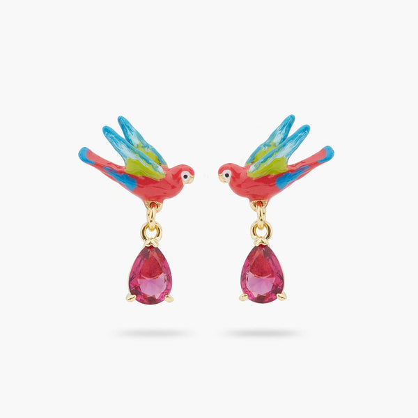 Parrot And Faceted Crystal Earrings | ARPA1041 - Les Nereides