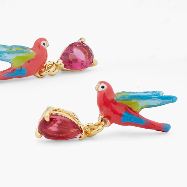 Parrot And Faceted Crystal Earrings | ARPA1041 - Les Nereides