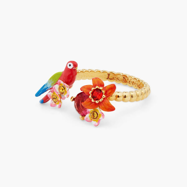 Parrot And Flower You And Me Adjustable Ring | ARPA6011 - Les Nereides