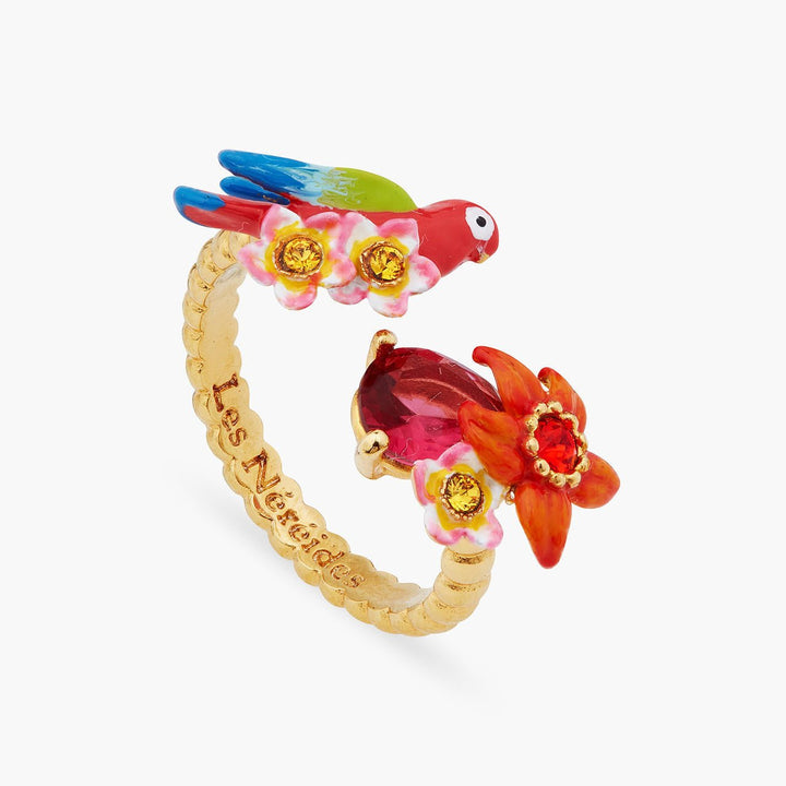 Parrot And Flower You And Me Adjustable Ring | ARPA6011 - Les Nereides
