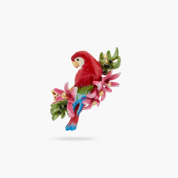 Parrot And Wild Flower Brooch | ARPA5011 - Les Nereides