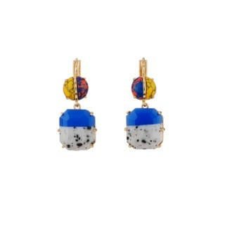 Parure Geometrique Blue & Spotted Grey Stone Earrings | ACPG1041 - Les Nereides