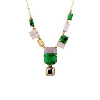 Parure Geometrique Large Set Of Pink, Green, Gold Stones Necklace | ACPG3021 - Les Nereides