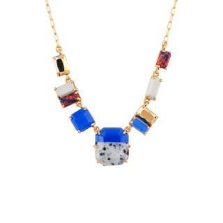 Parure Geometrique Large Set Of Spotted Grey, Blue, Gold Stones Necklace | ACPG3031 - Les Nereides