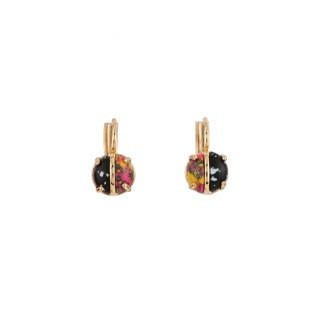 Parure Geometrique Marbled Pink & Black Little Round Stone Earrings | ACPG1111 - Les Nereides