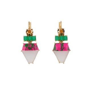Parure Geometrique Marbled Pink & White Stone Earrings | ACPG1031 - Les Nereides