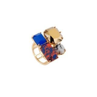 Parure Geometrique Spotted Grey, Blue, Gold Stones Rings | ACPG604/11 - Les Nereides