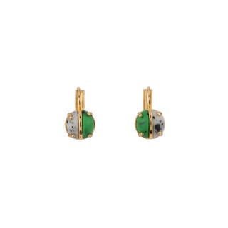 Parure Geometrique Spotted Grey & Green Little Round Stone Earrings | ACPG1101 - Les Nereides