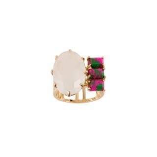 Parure Geometrique White, Marbled Pink Stones Rings | ACPG603/11 - Les Nereides