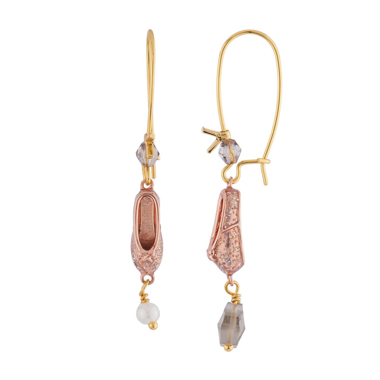 Pas de Deux Ballet Shoe Pink Gold Earrings | AIDD1102 - Les Nereides