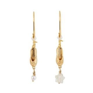 Pas de Deux Ballet Shoe White Earrings | AEDD1101 - Les Nereides