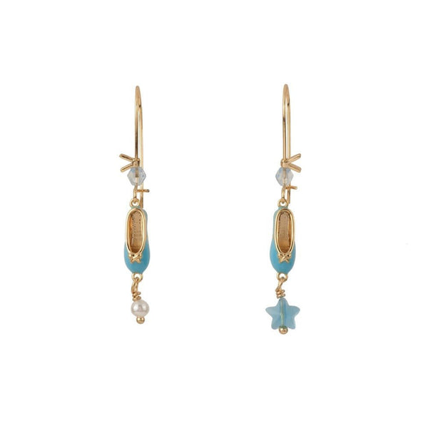 Pas de Deux Blue Ballet Shoe Tie & Dye Earrings | ADDD1101 - Les Nereides