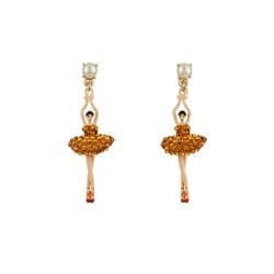 Pas de Deux Lux Ballerina Orange Rhinestones Earrings | ACDDL1151 - Les Nereides
