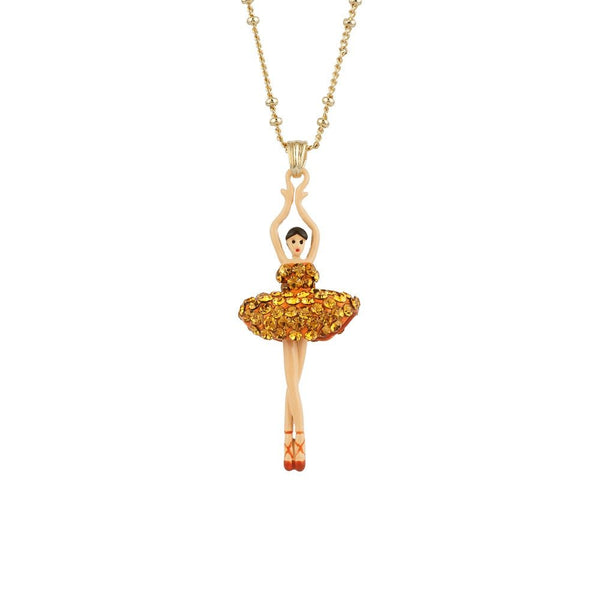Pas de Deux Lux Ballerina Orange Rhinestones Necklace | ACDDL3591 - Les Nereides