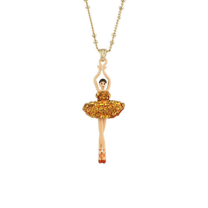 Pas de Deux Lux Ballerina Orange Rhinestones Necklace | ACDDL3591 - Les Nereides