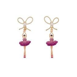 Pas de Deux Lux Ballerina Raspberry Rush Rhinestones Earrings | ACDDL1153 - Les Nereides