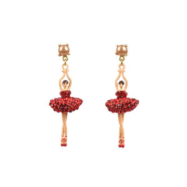 Pas de Deux Lux Ballerina Red Earrings | AADDL1151 - Les Nereides