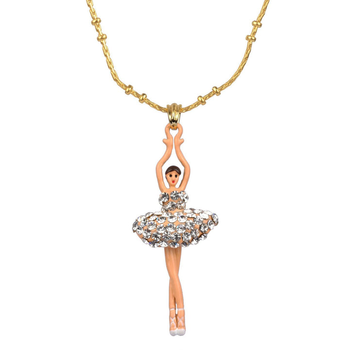 Pas de Deux Lux Ballerina Silver Crystal Necklace | ZDDL3593 - Les Nereides