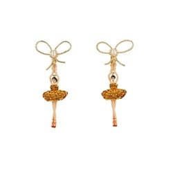 Pas de Deux Lux Ballerina W/Knot Orange Rhinestones Earrings | ACDDL1081 - Les Nereides