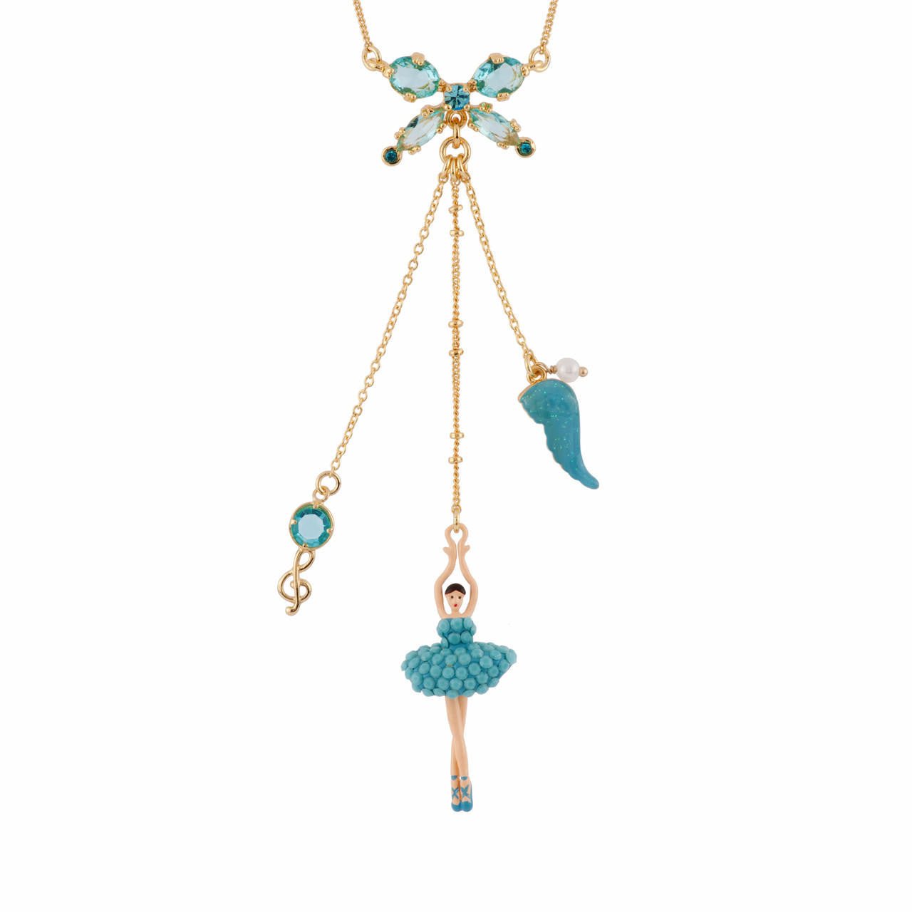 Pas de Deux Lux Rhinestones Turquoise Blue Necklace | AFDDL3021 - Les Nereides