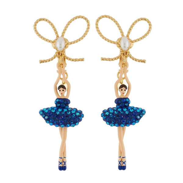 Pas de Deux Lux With Knot Rhinestones Aurora Blue Earrings | AGDDL108C/1 - Les Nereides