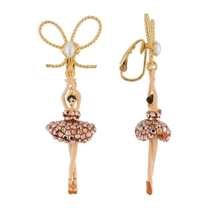 Pas de Deux Lux With Knot Rhinestones Copper Earrings | AGDDL108C/2 - Les Nereides