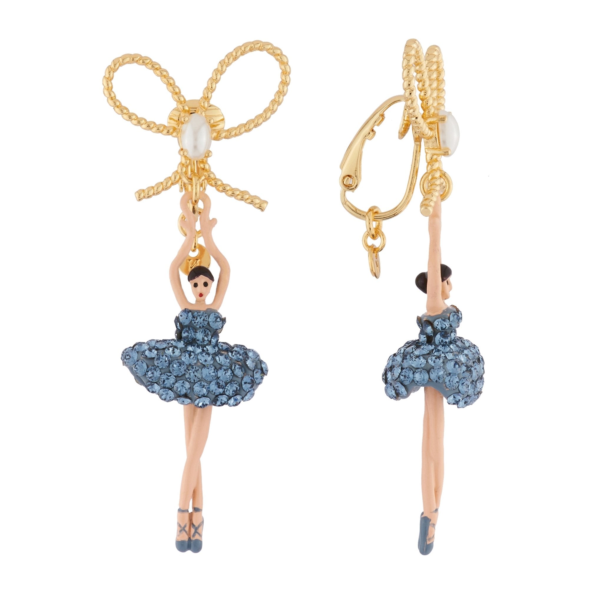 Pas de Deux Lux With Knot Rhinestones Denim Blue Earrings | AIDDL108C/2 - Les Nereides