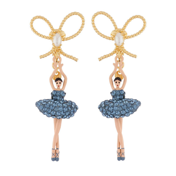 Pas de Deux Lux With Knot Rhinestones Denim Blue Earrings | AIDDL108C/2 - Les Nereides