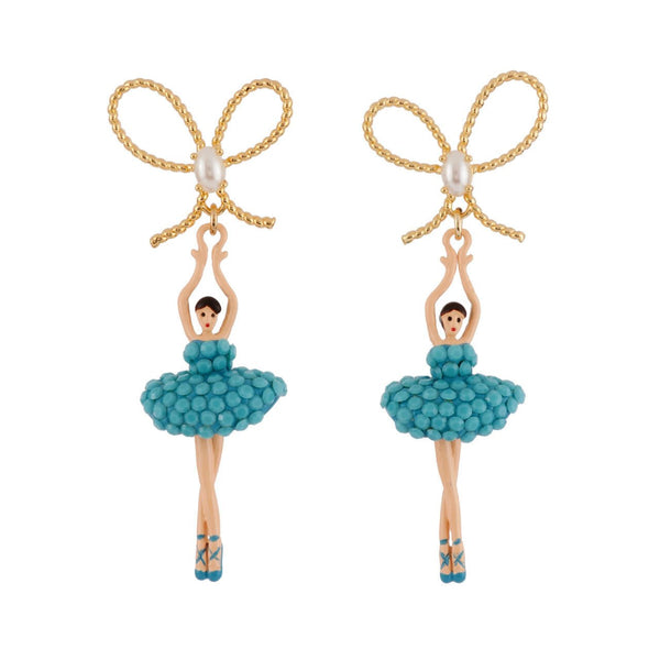 Pas de Deux Lux With Knot Rhinestones Turquoise Blue Earrings | AFDDL108C/1 - Les Nereides