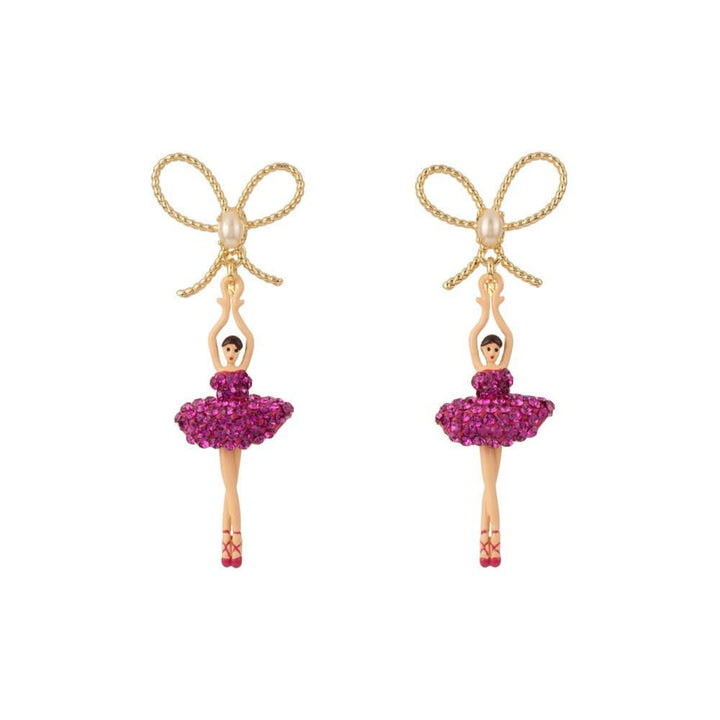 Pas de Deux Lux W/Knot Rhinestones Hollywood Pink Earrings | ADDDL108T/1 - Les Nereides