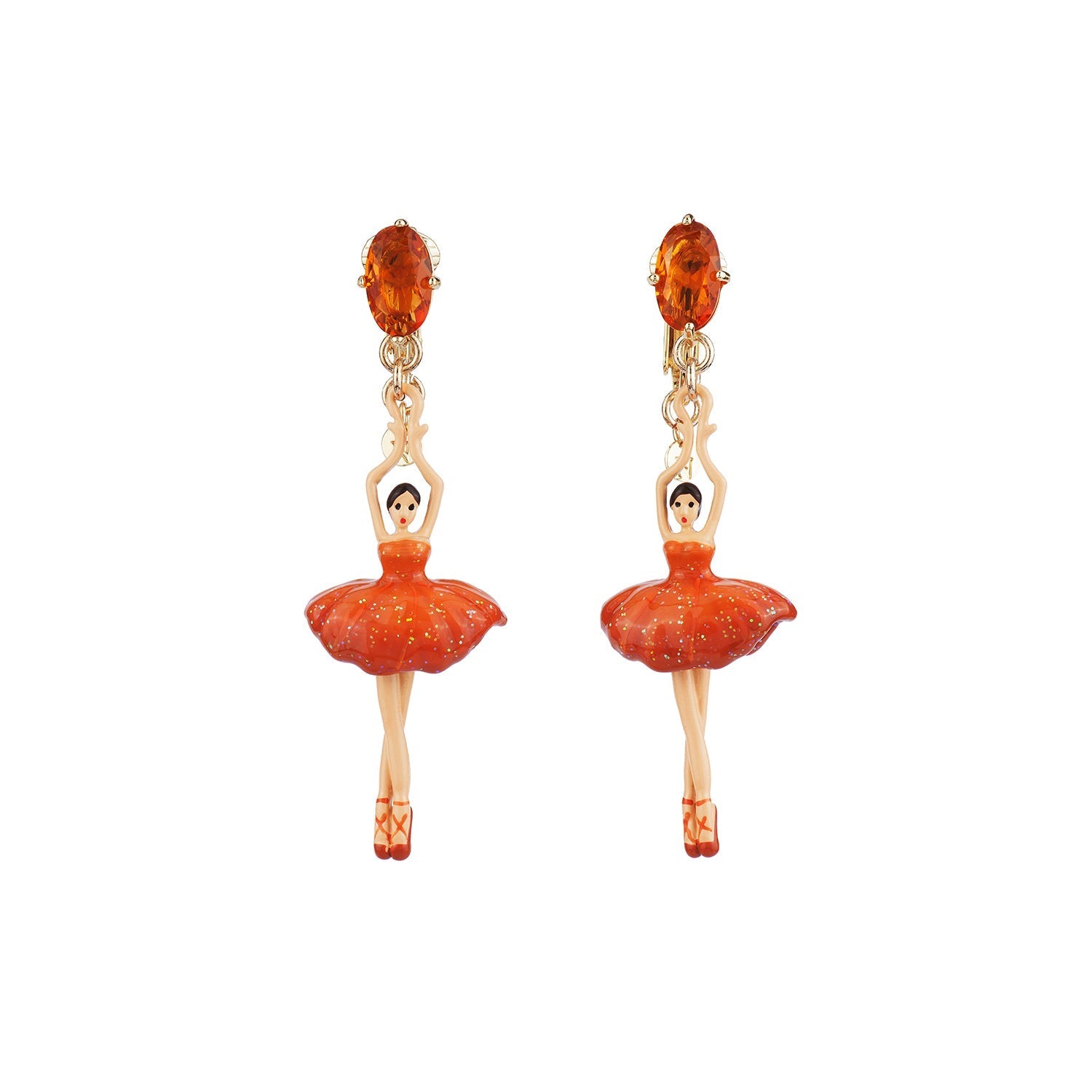 Pas de Deux Topaze Orange Faceted Crystal Earrings | ACDD1151 - Les Nereides