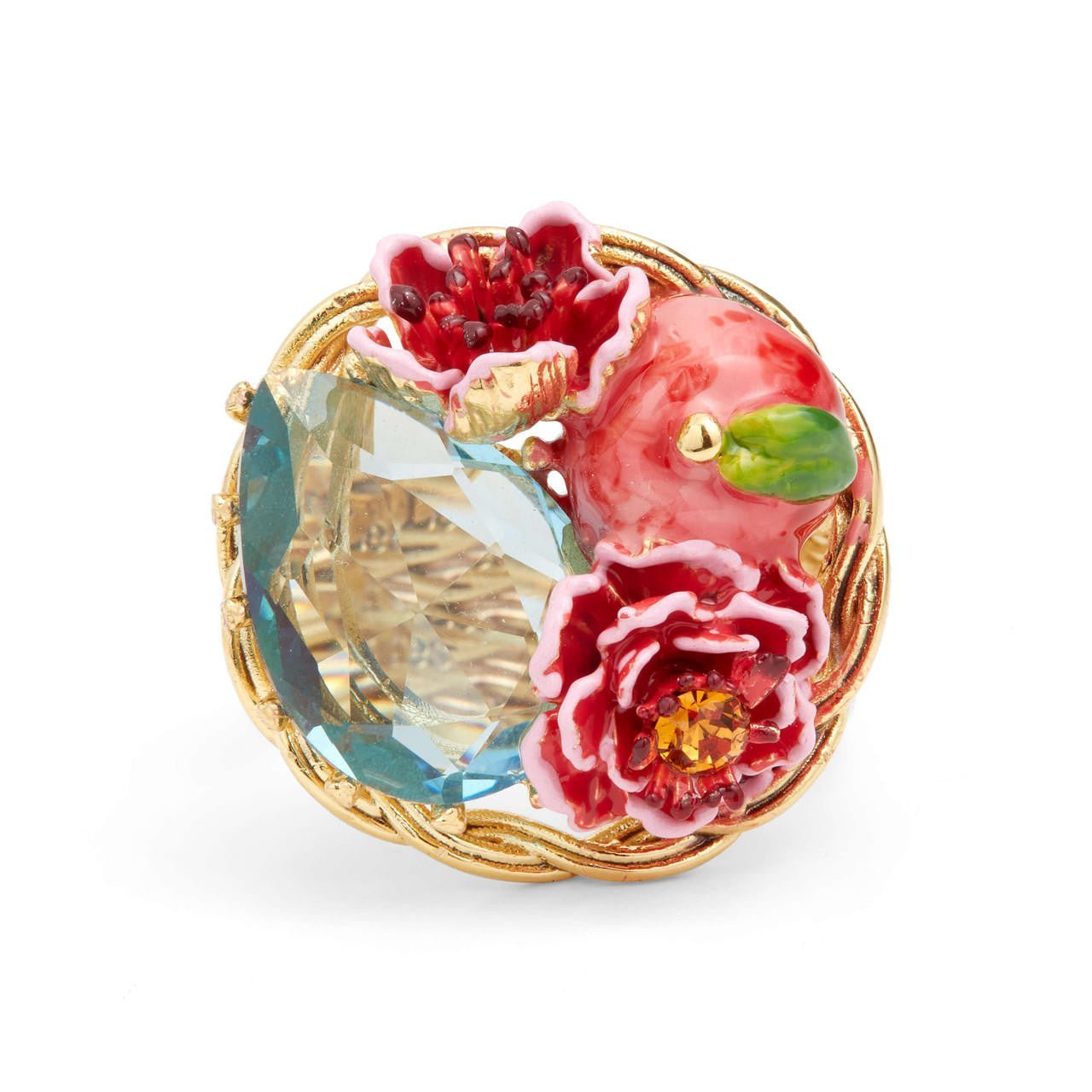 Peach And Peach Blossom Cocktail Ring | AQVT6031 - Les Nereides