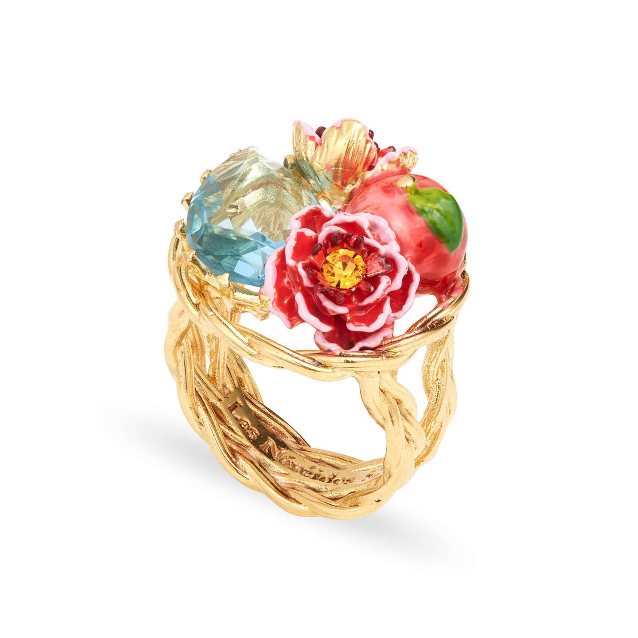 Peach And Peach Blossom Cocktail Ring | AQVT6031 - Les Nereides