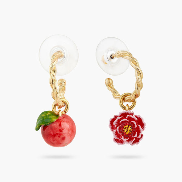 Peach And Peach Blossom Twisted Hoop Earrings | AQVT1081 - Les Nereides