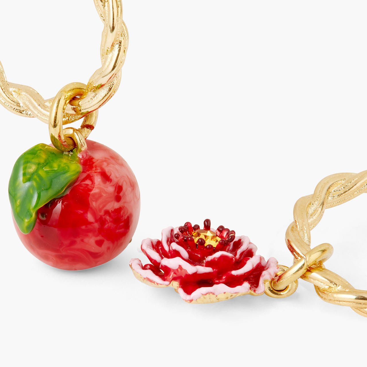 Peach And Peach Blossom Twisted Hoop Earrings | AQVT1081 - Les Nereides