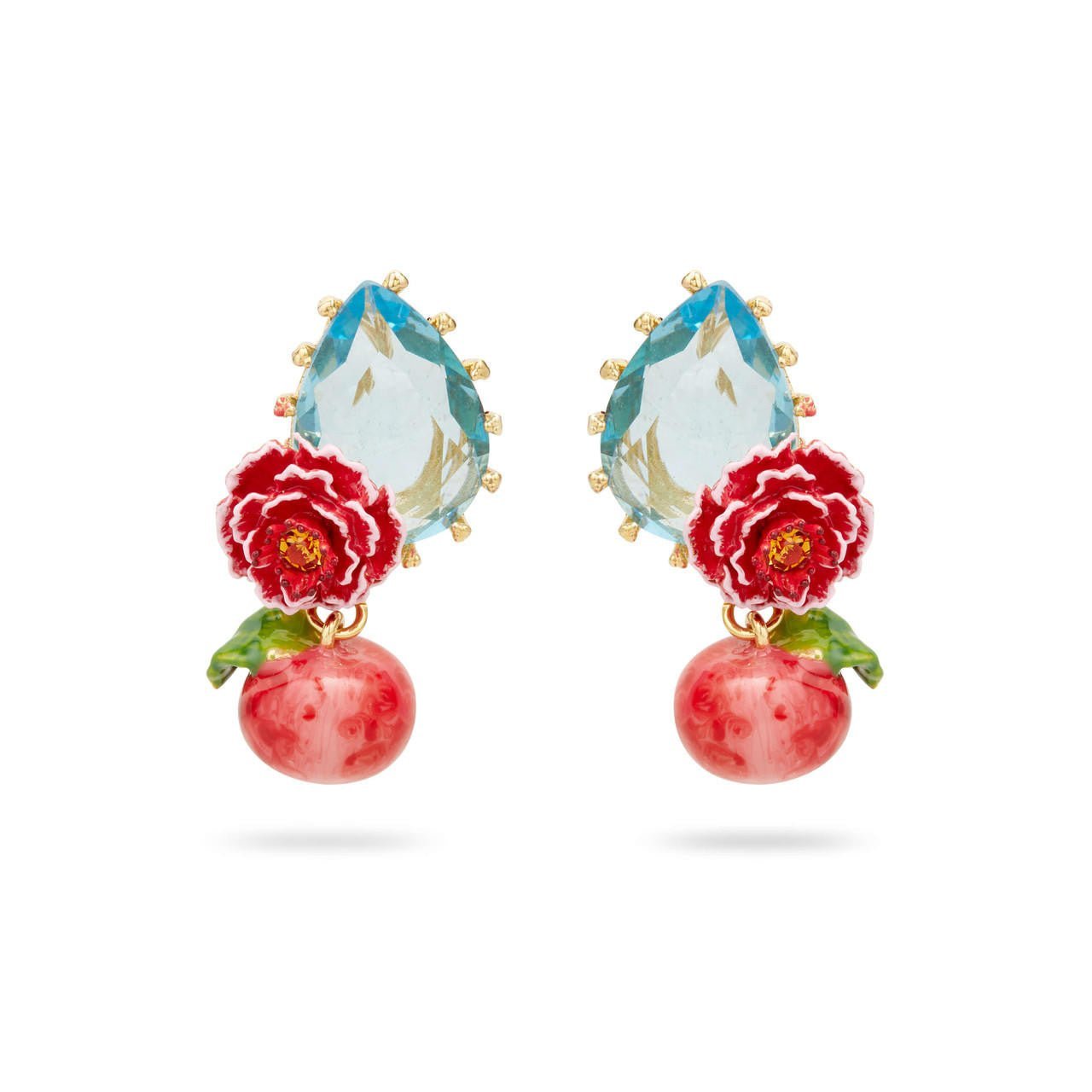 Peach And Pear Shaped Blue Stone Earrings | AQVT1061 - Les Nereides