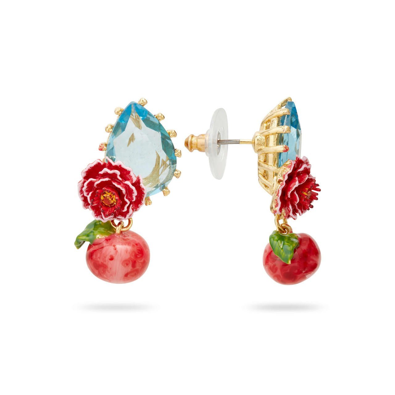 Peach And Pear Shaped Blue Stone Earrings | AQVT1061 - Les Nereides