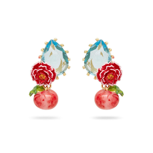 Peach And Pear Shaped Blue Stone Earrings | AQVT1061 - Les Nereides