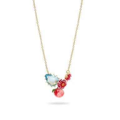 Pear Cut Blue Stone And Peach Blossom Necklace | AQVT3061 - Les Nereides