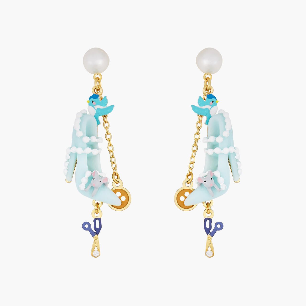 Pearl, Slipper, Bird, Button, Scissors And Mouse Earrings | AOCE1061 - Les Nereides