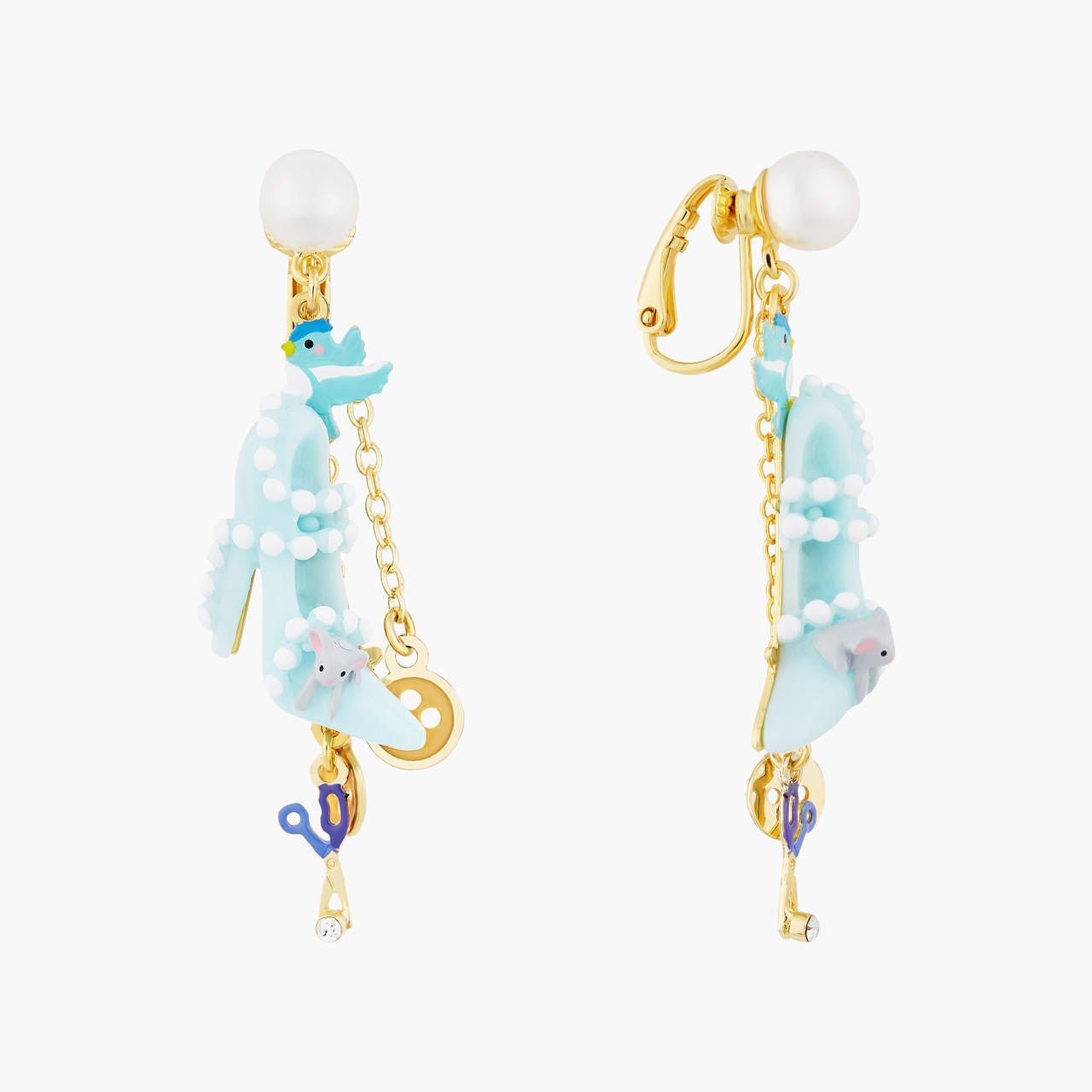 Pearl, Slipper, Bird, Button, Scissors And Mouse Earrings | AOCE1061 - Les Nereides