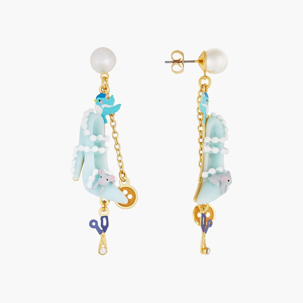 Pearl, Slipper, Bird, Button, Scissors And Mouse Earrings | AOCE1061 - Les Nereides