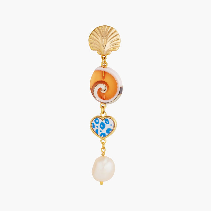 Pearls, Mother Of Pearl And Seashells Pendant Post Earrings | AOGL1091 - Les Nereides