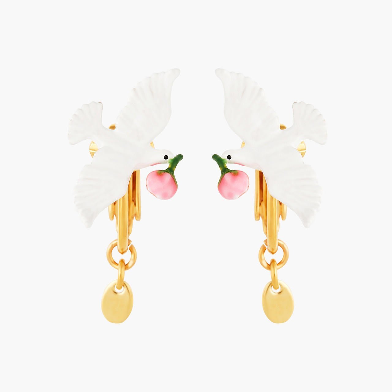 Peony And Dove Earrings | ANLA1051 - Les Nereides