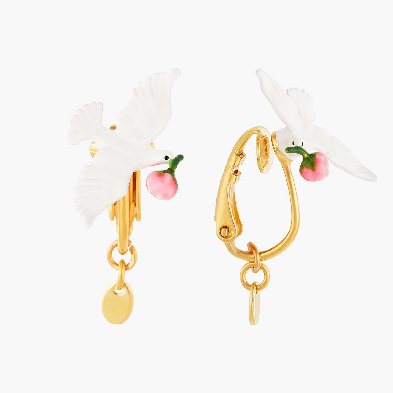 Peony And Dove Earrings | ANLA1051 - Les Nereides