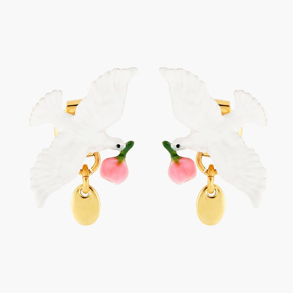 Peony And Dove Earrings | ANLA1051 - Les Nereides