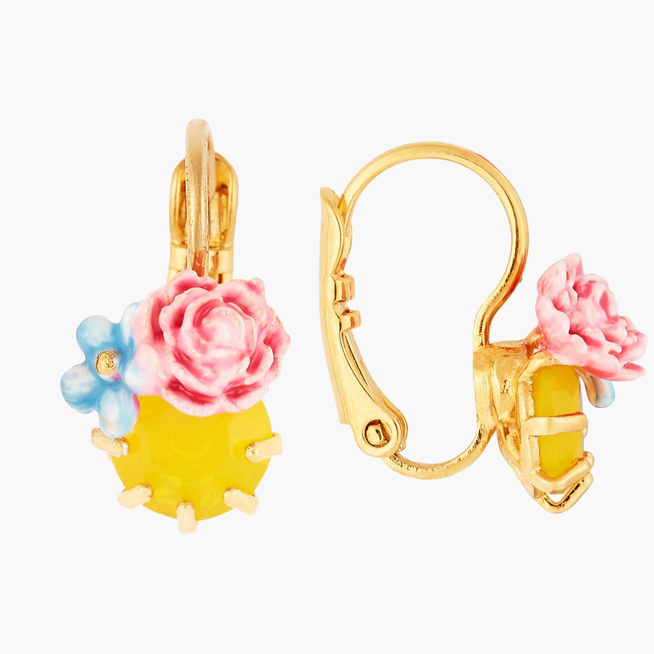 Peony And Faceted Crystal Earrings | ANLA1021 - Les Nereides