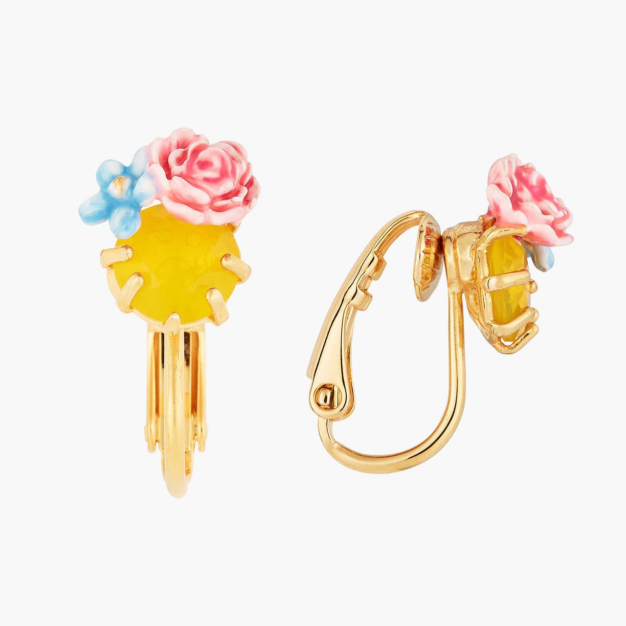 Peony And Faceted Crystal Earrings | ANLA1021 - Les Nereides